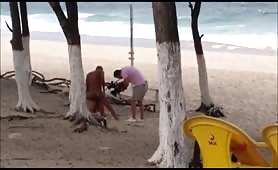 Spying a porn movie set on beach